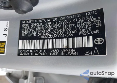2011 Toyota Prius Three from USA, damaged, VIN JTDKN3DU9B0267536